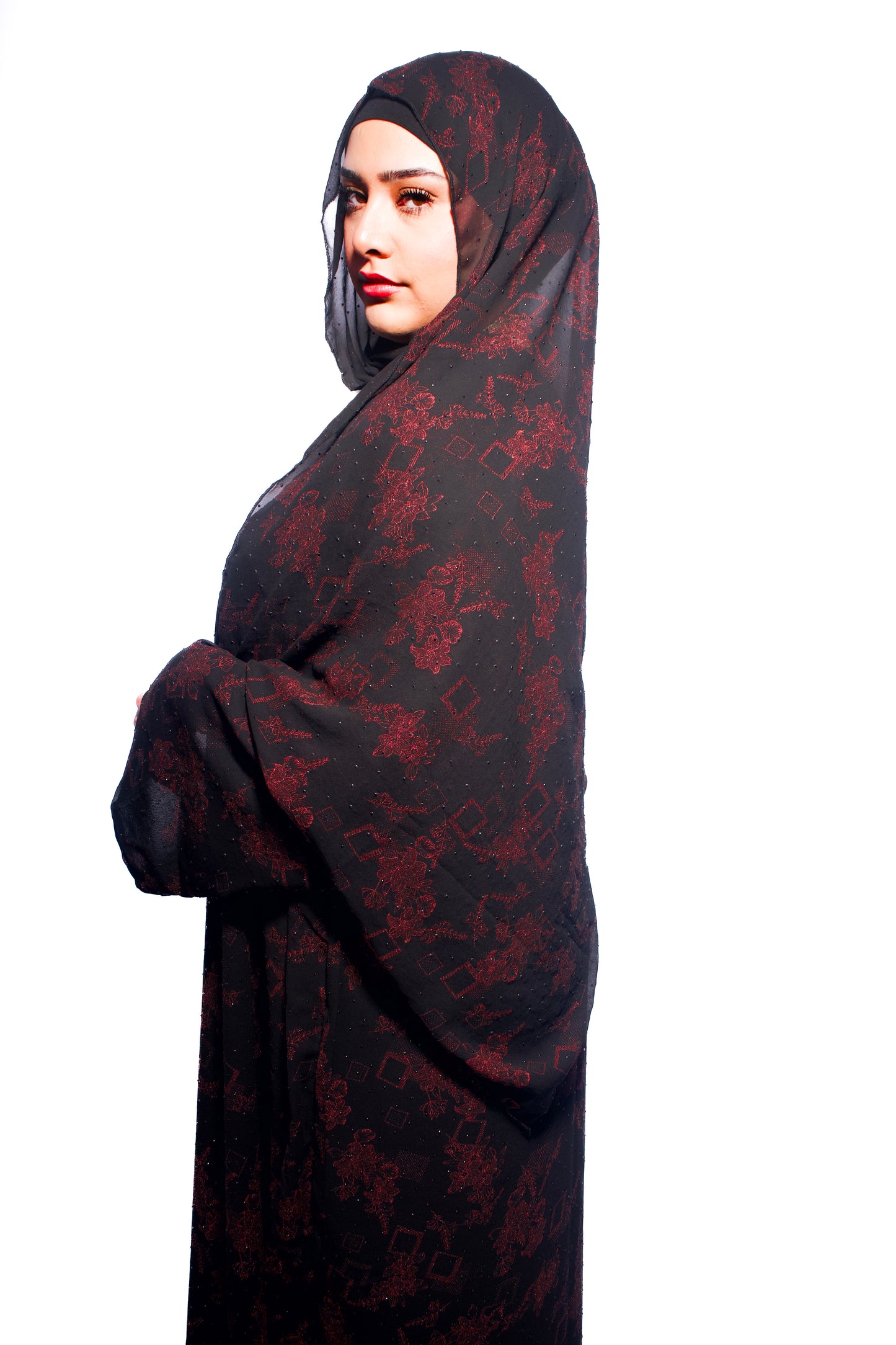 Blossom Red Abaya